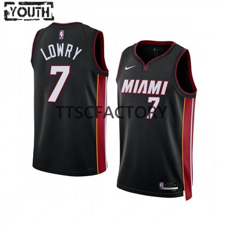 Maillot Basket Miami Heat Kyle Lowry 7 Nike 2022-23 Icon Edition Noir Swingman - Enfant